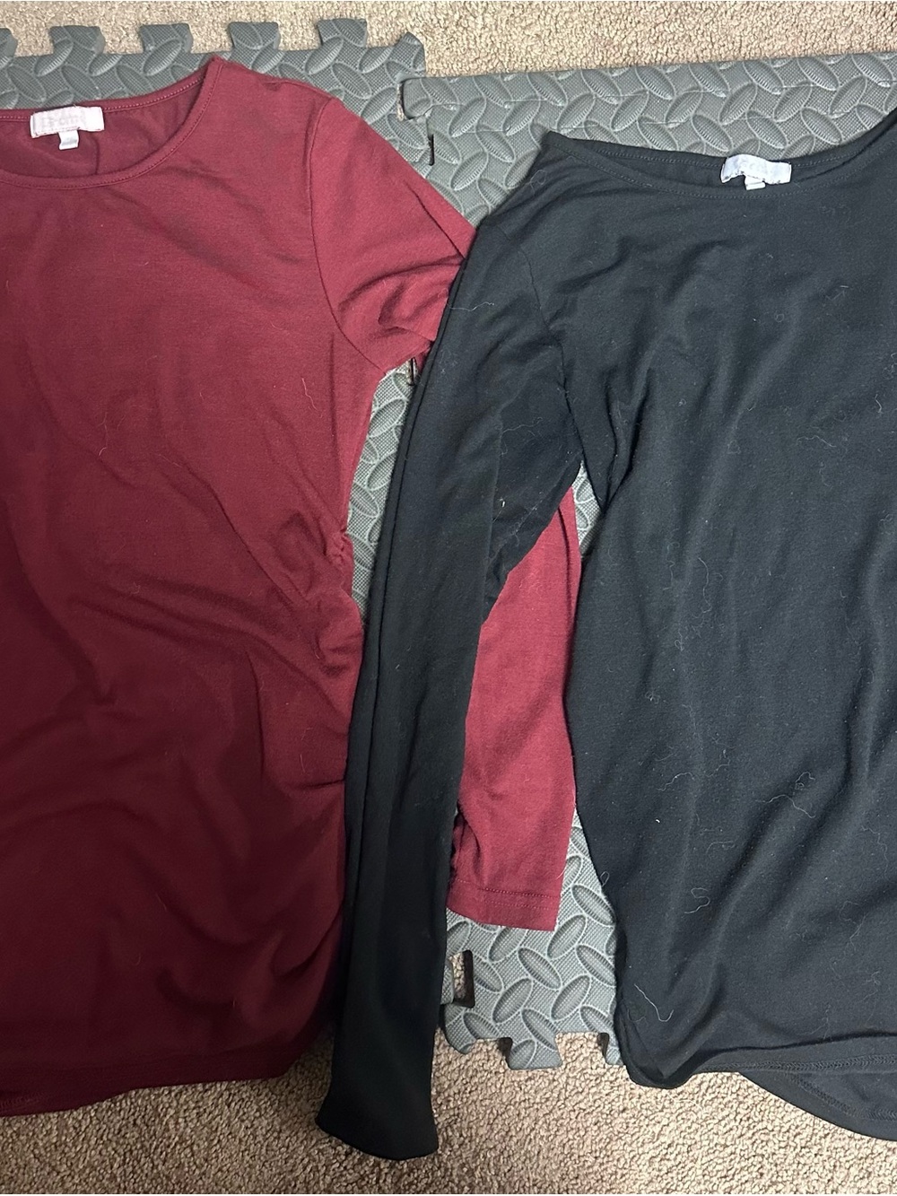 Lot of 2 B Home Maternity Long Sleeve Tops Size M Medium Red Black